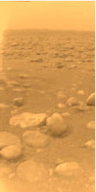 sur Titan, avec 1,4 bar au sol, une base habitée pourrait être en équipression avec l’extérieur. Il faut  « juste » prévoir une bonne isolation thermique et un système de chauffage (nucléaire) puisque l’ambiance est à –160 °C. (doc. ESA)