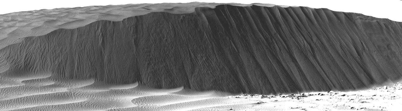 Curiosity devant le front mouvant de Namib