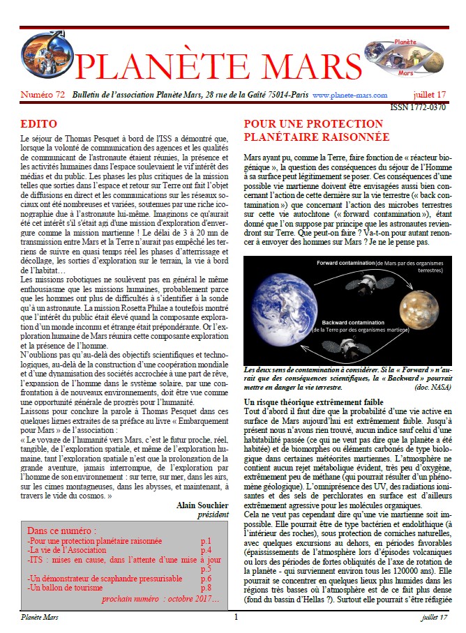 Le bulletin n°72 de juillet 2017